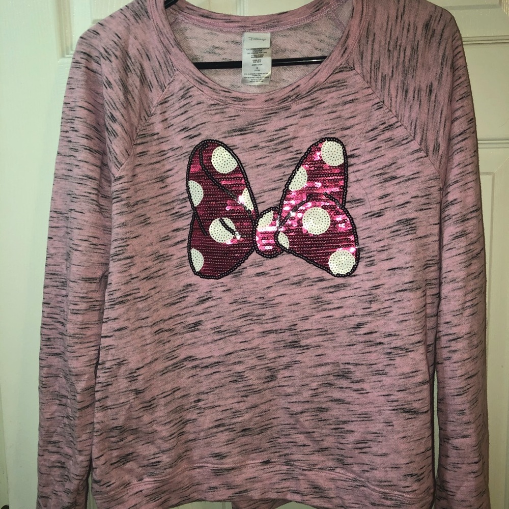 pink bow long sleeve disney shirt